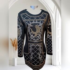Stunning Miss Ord Black and Silver / Gold Studded Dress